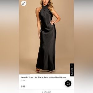 Lulu’s Love in Your Life Black Satin Halter Maxi- Small